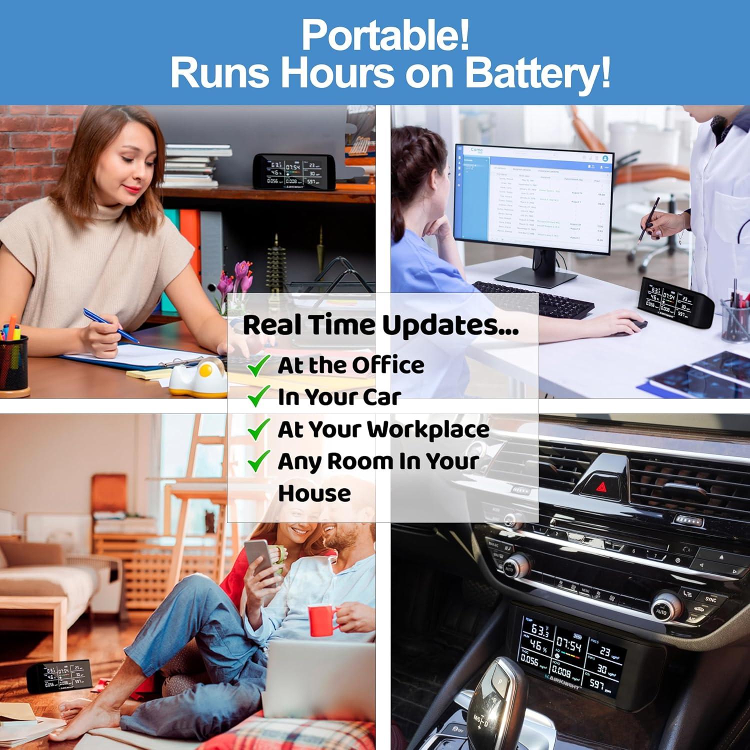 Monitor de Calidad del Aire AirKnight AT1000 - 10 en 1, Portátil