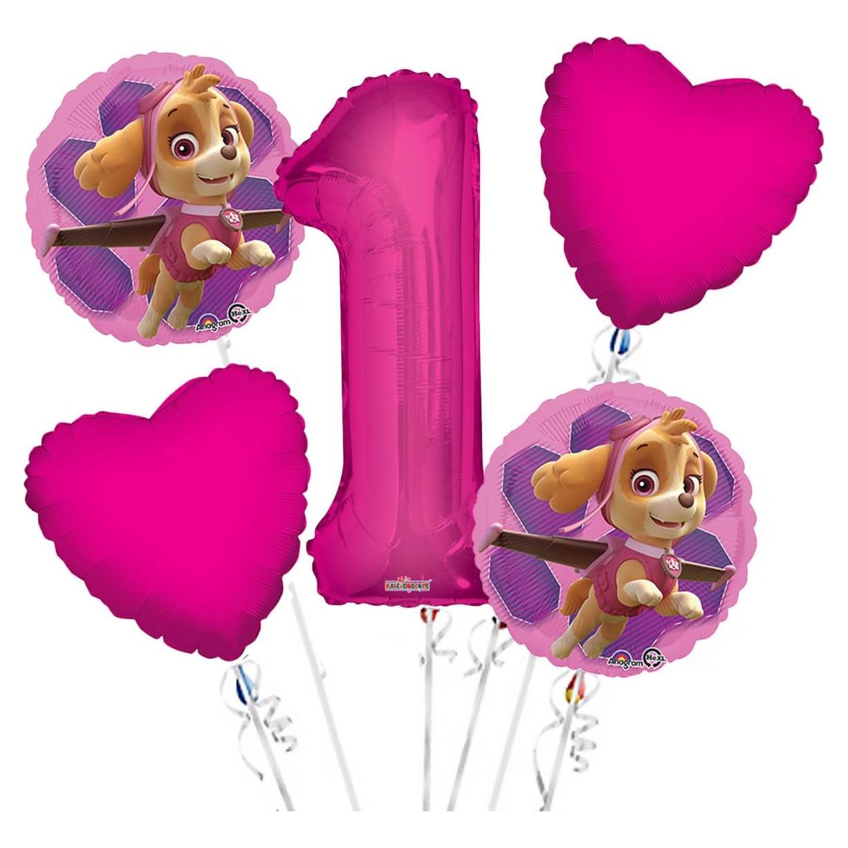Paw Patrol Girl Balloon Bouquet 1st Birthday 5 pcs - Party Supplies