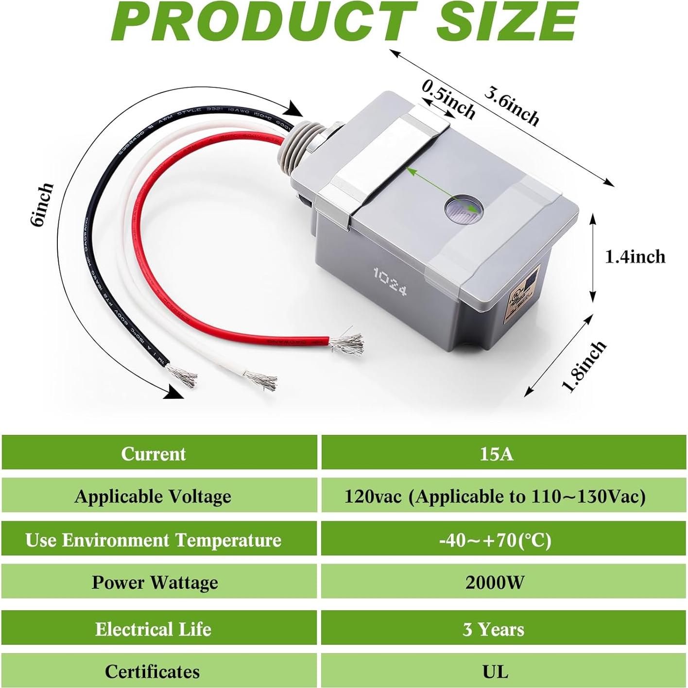 Sensor Fotocélula Exterior Retisee 2 Pcs 120V IP65 Automatizado
