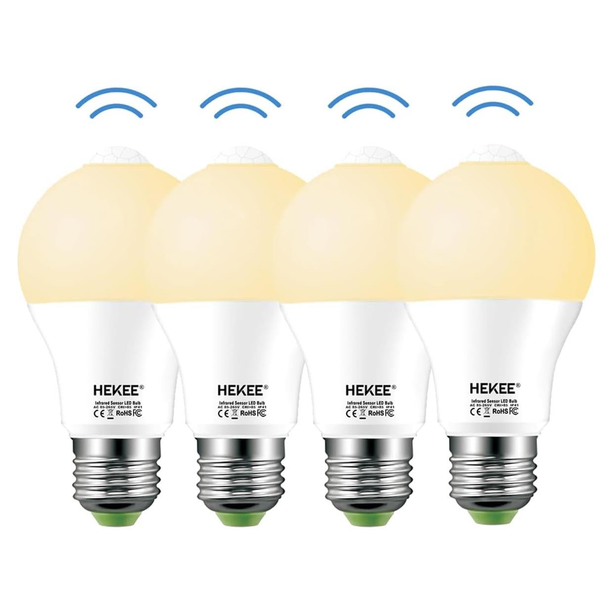 Bombilla LED HEKEE 9W E26 con Sensor de Movimiento PIR - 4 Paquetes