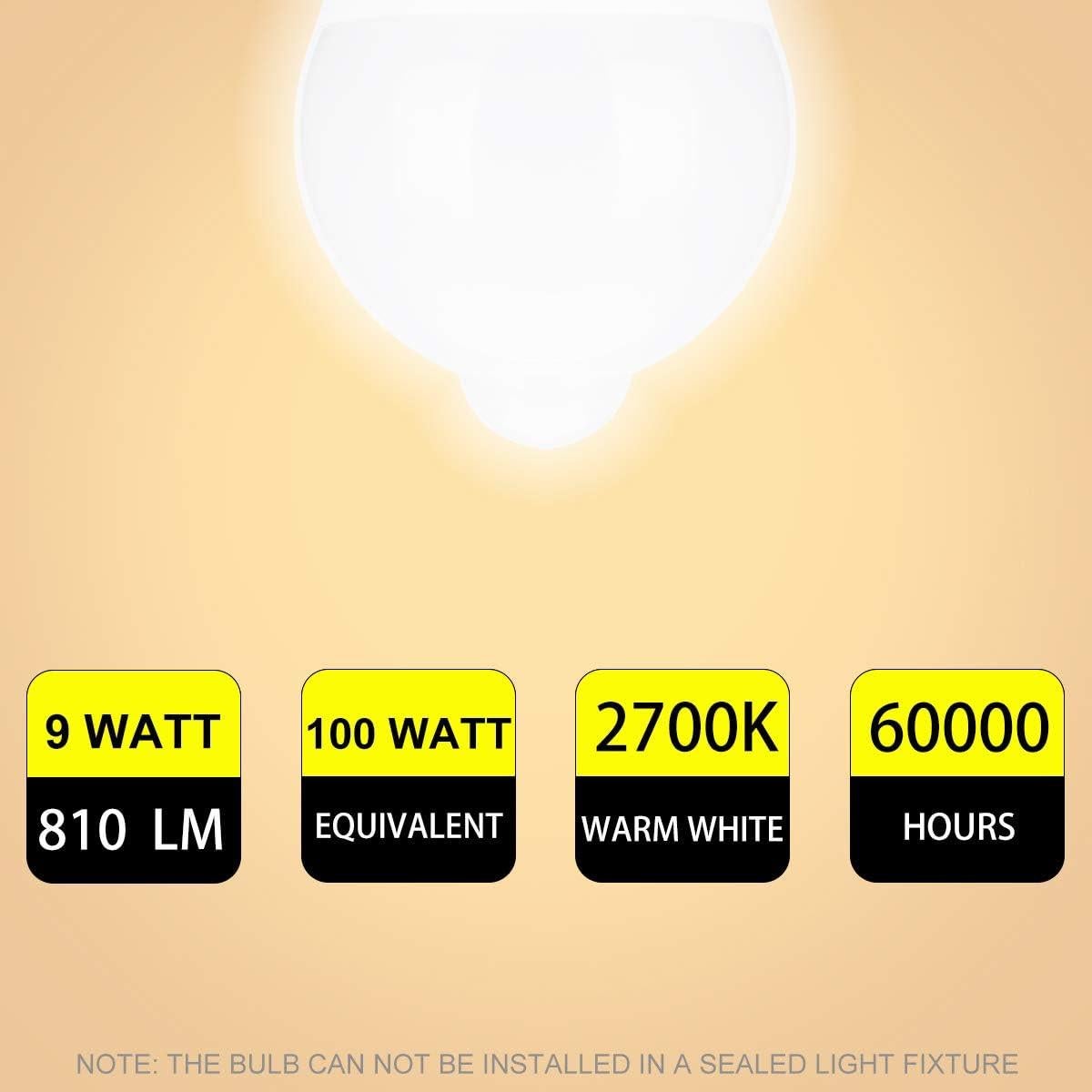 Bombilla LED HEKEE 9W E26 con Sensor de Movimiento PIR - 4 Paquetes