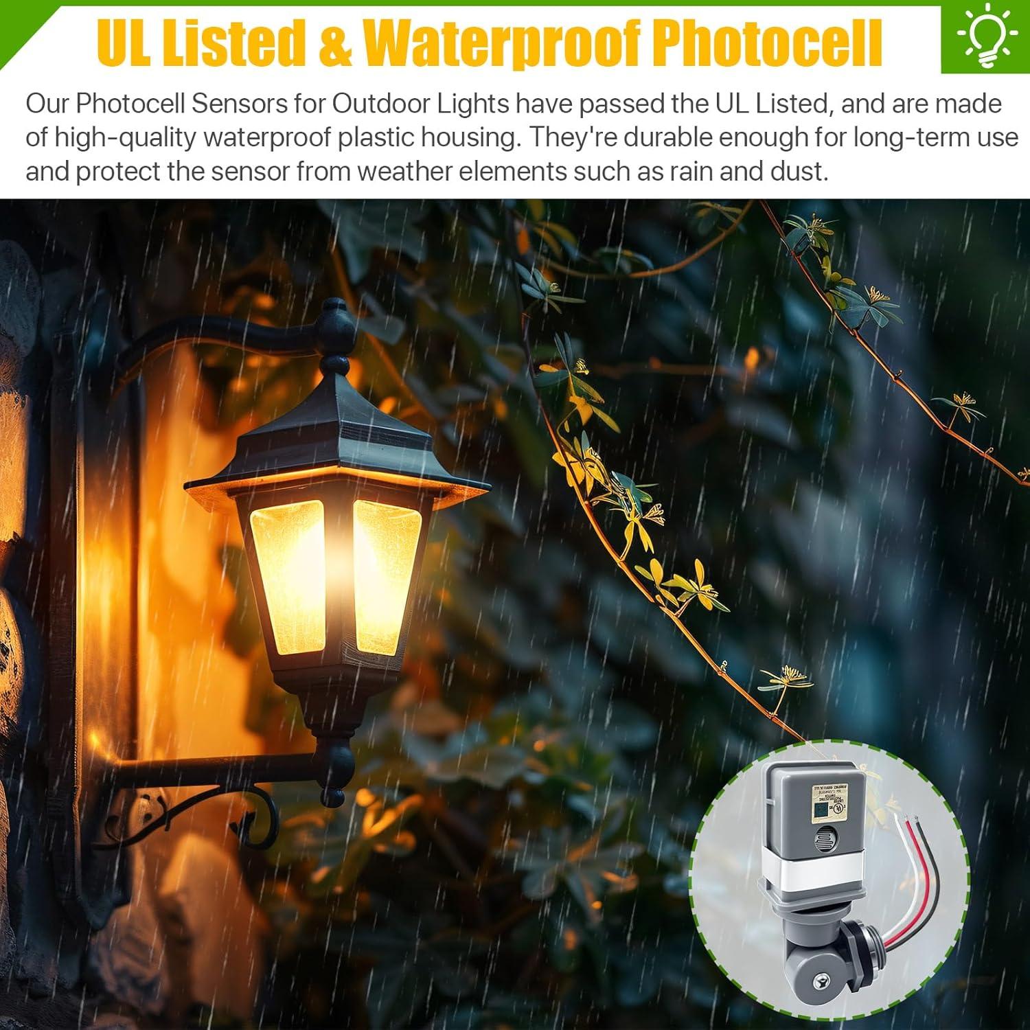 Paquete de 6 Sensores Fotocélula Impermeables 120V CA para Exterior