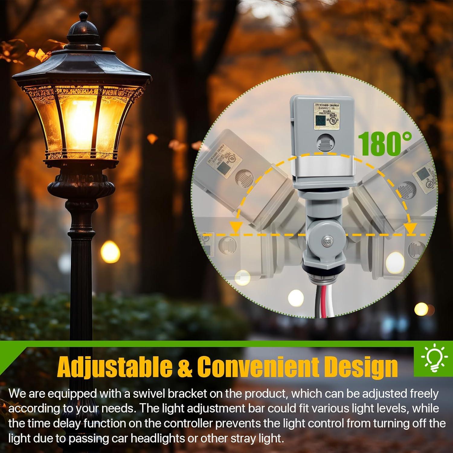 Paquete de 6 Sensores Fotocélula Impermeables 120V CA para Exterior