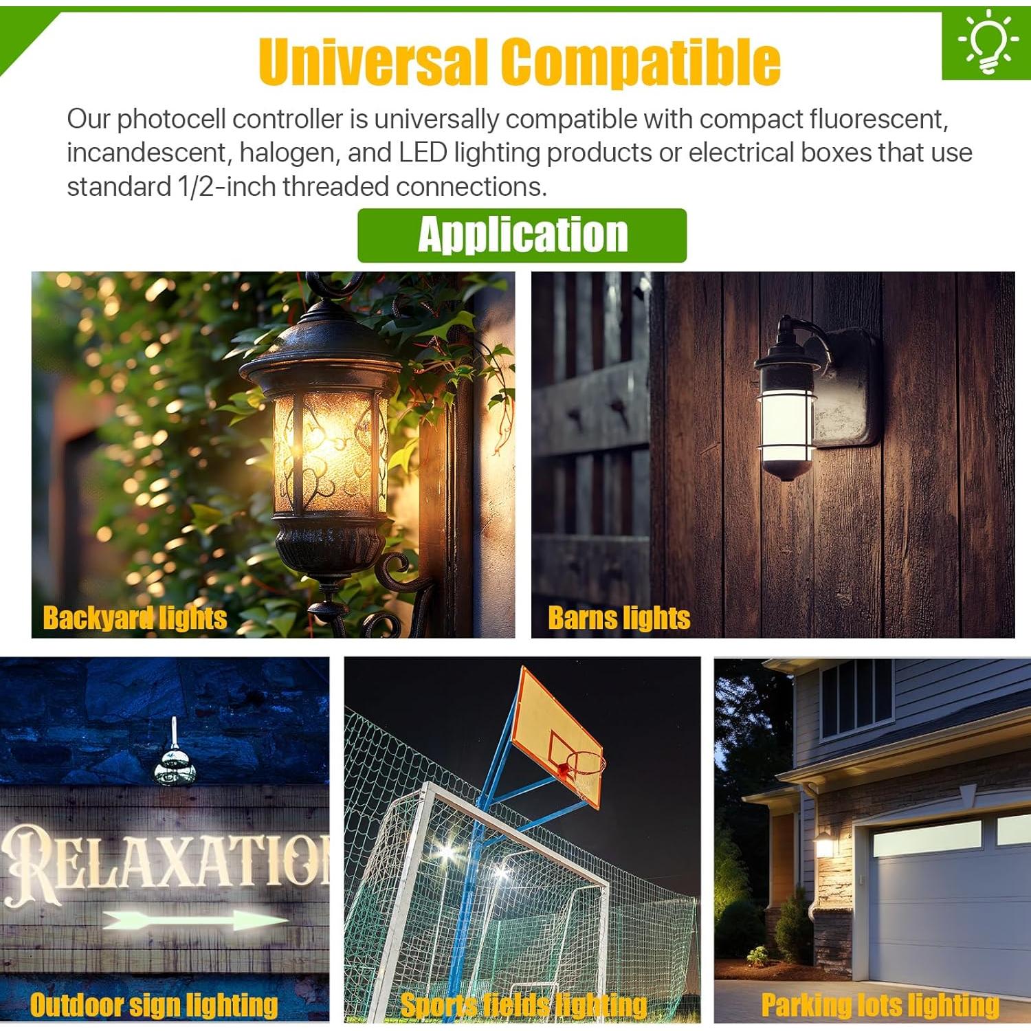 Paquete de 6 Sensores Fotocélula Impermeables 120V CA para Exterior