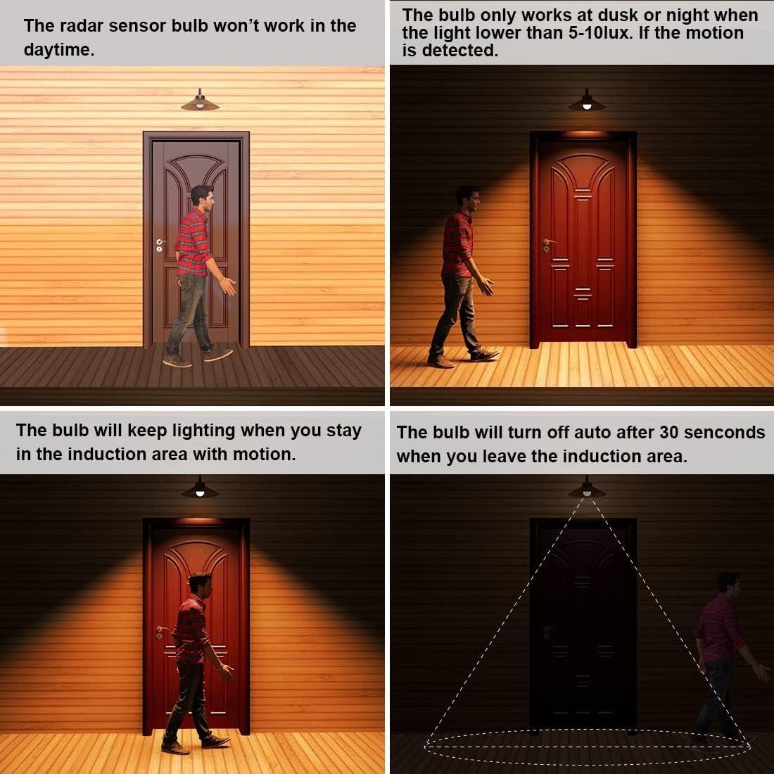 Bombillas LED LUXON 9W con Sensor de Movimiento Radar Dusk to Dawn