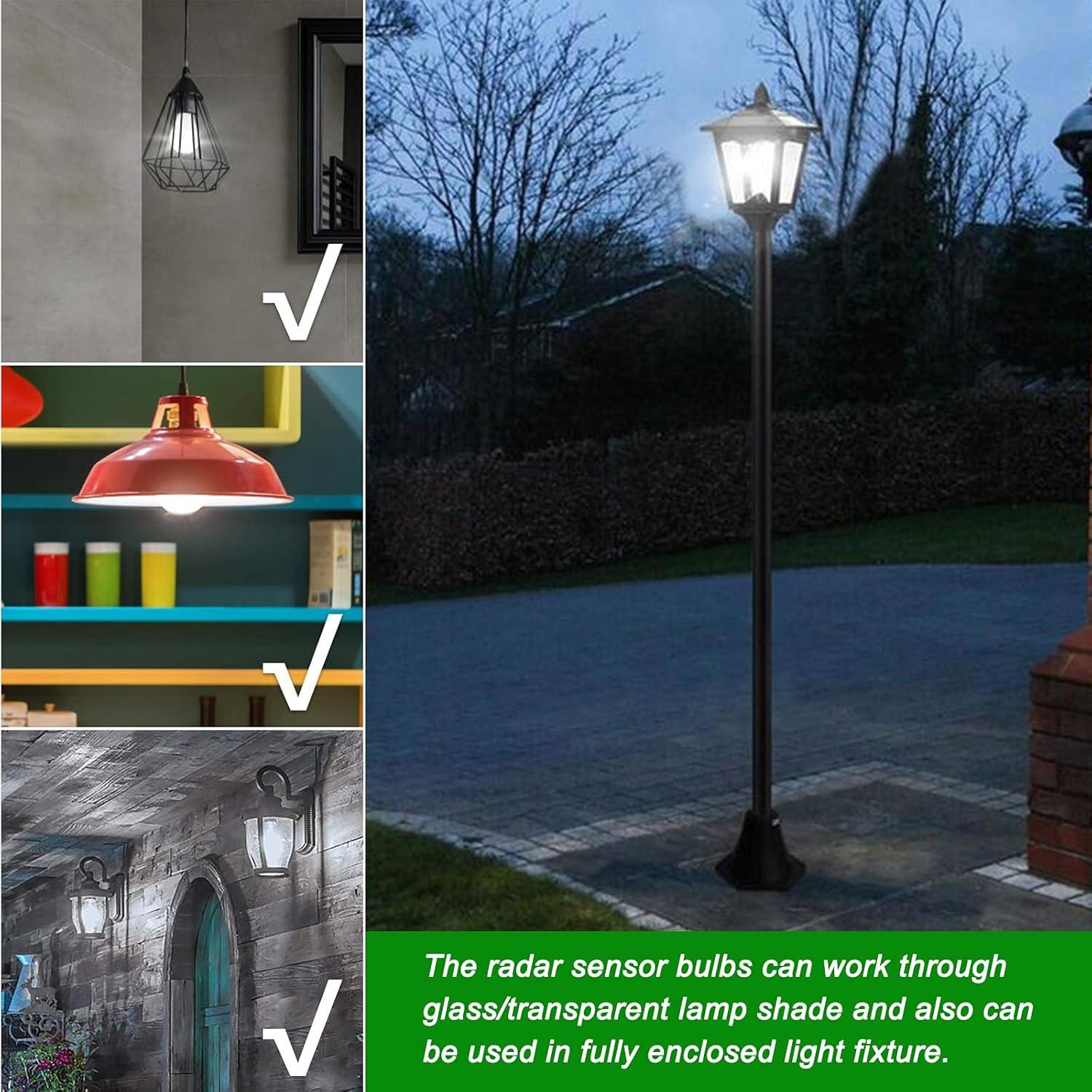 Bombillas de luz A21 E26 15W 5000K con sensor de movimiento radar - 2Pack