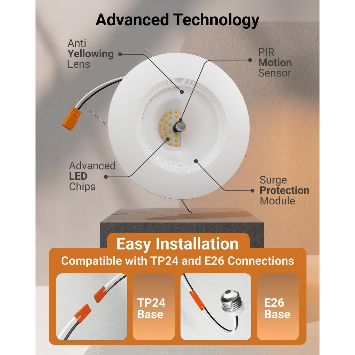 Luz Empotrada LED 6" Sunco con Sensor de Movimiento 10W