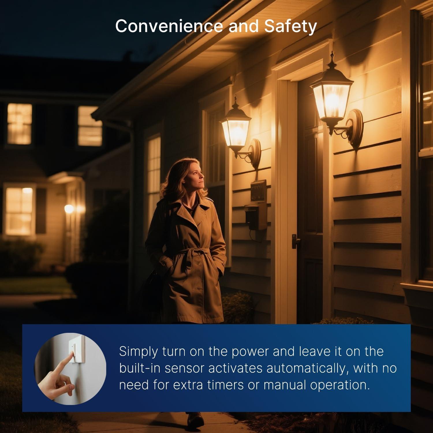 Bombillas LED FLSNT A19 Dusk to Dawn 8W 2700K 2 Paquete