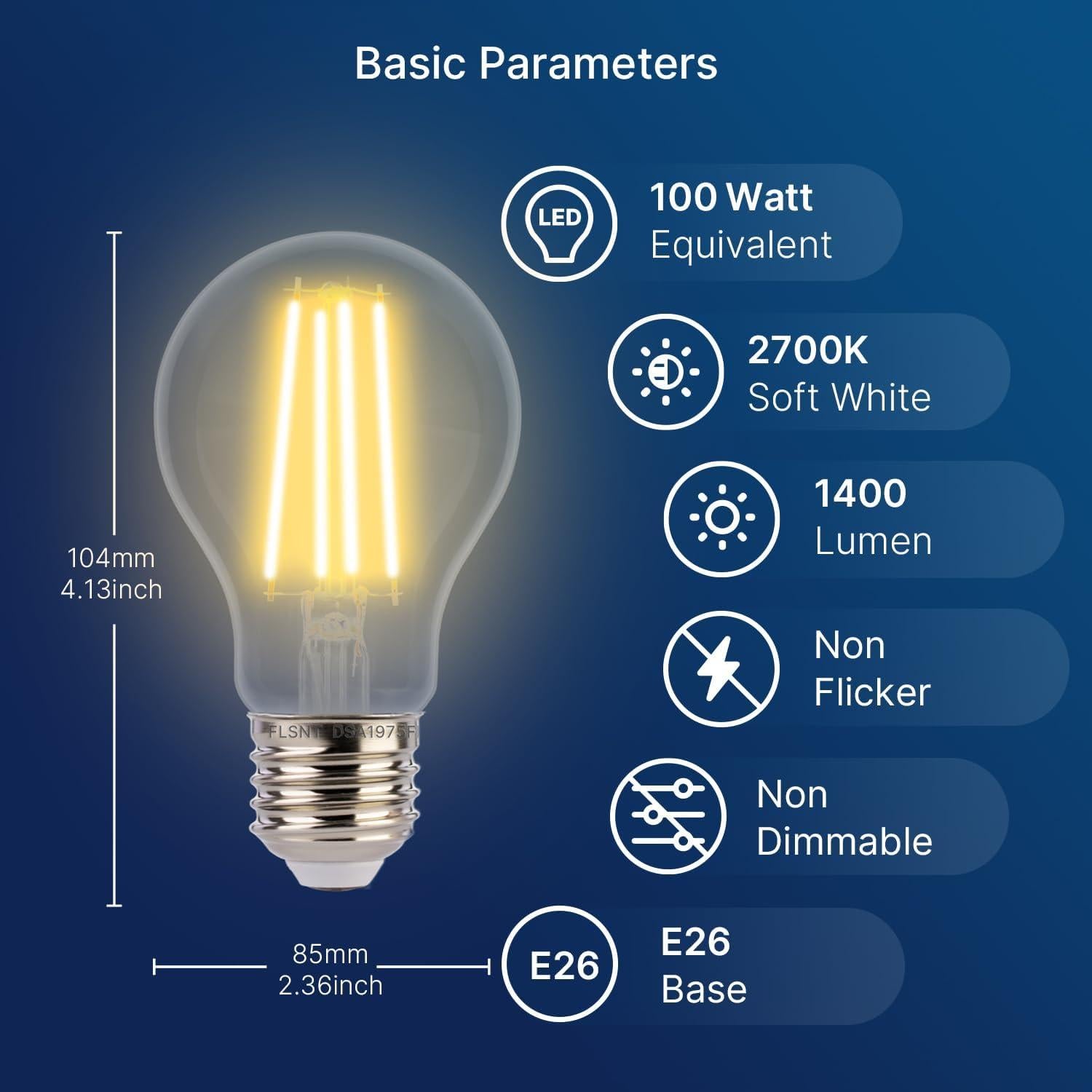 Bombillas LED FLSNT A19 Dusk to Dawn 8W 2700K 2 Paquete