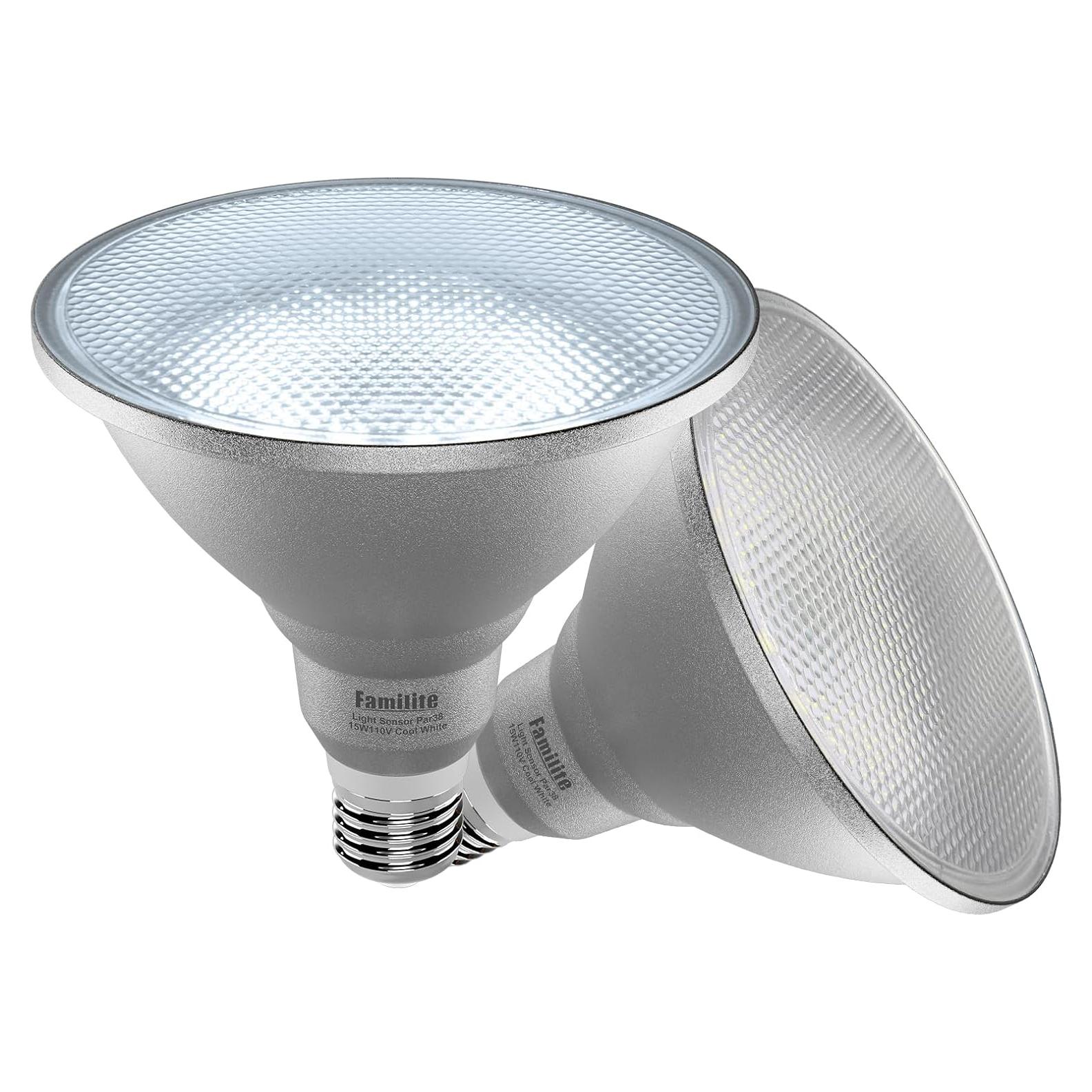 Bombillas LED PAR38 20W Dusk to Dawn con Sensor Luz - 2 Piezas