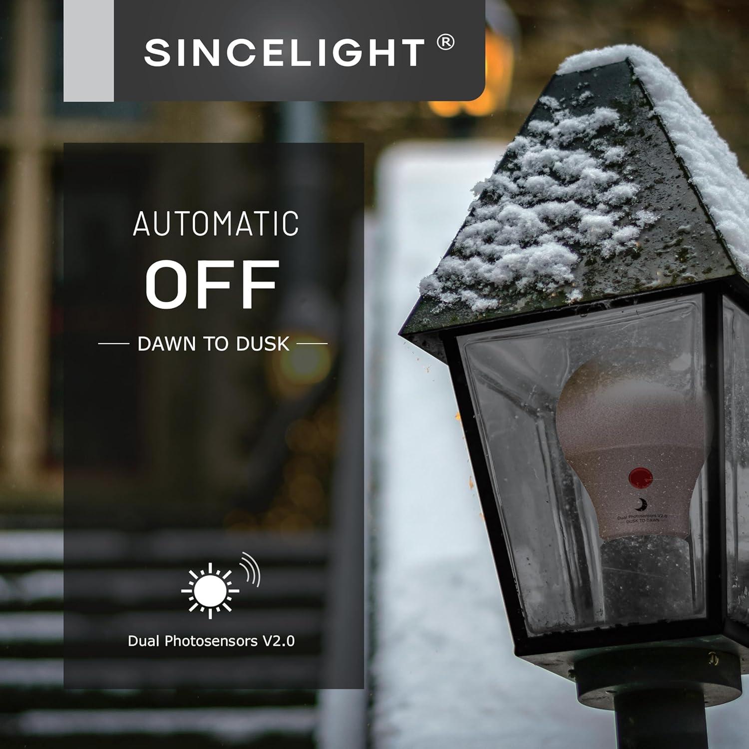 Bombilla LED SINCELIGHT Crepúsculo a Amanecer 9W 3000K - Paquete de 2