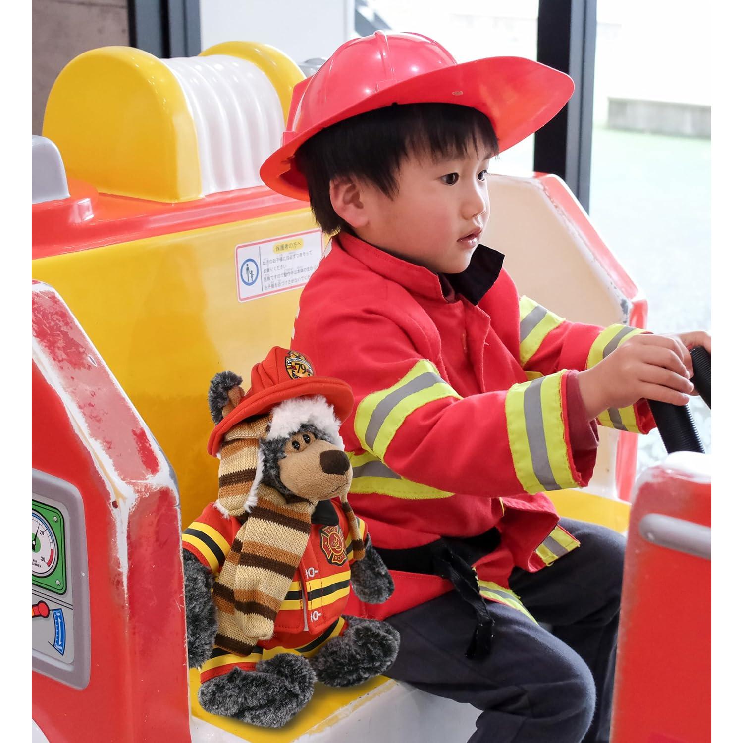 DolliBu Oso Negro Bombero Personalizable - Peluche Suave 28 cm