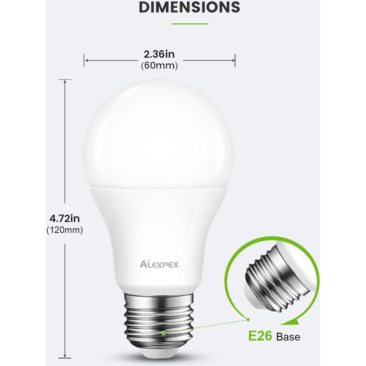Paquete de 2 Bombillas LED ALEXPEX 13W E26 1100LM 3000K