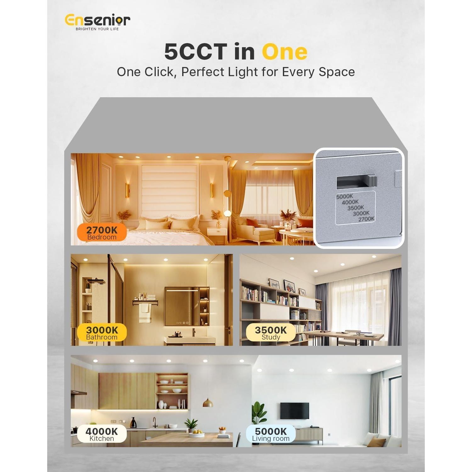 Luz de Techo Empotrada LED Ensenior 16 Paquete 15 cm 1050LM 12W