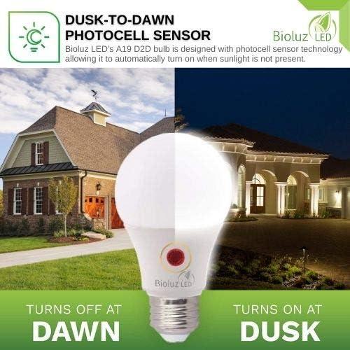 Bombillas LED Bioluz Dusk to Dawn 9W 3000K Paquete de 3