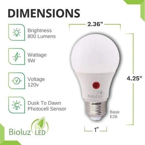 Bombillas LED Bioluz Dusk to Dawn 9W 3000K Paquete de 3