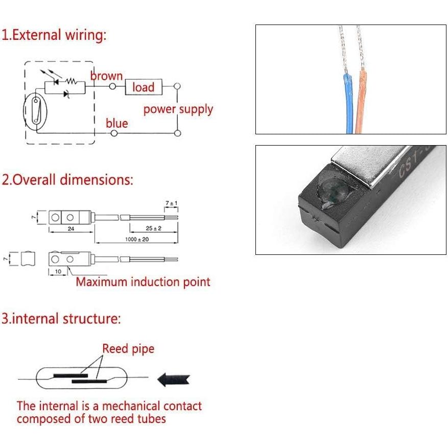 Interruptor de Reed Magnético CS1-S 5-240V DC/AC Alta Sensibilidad