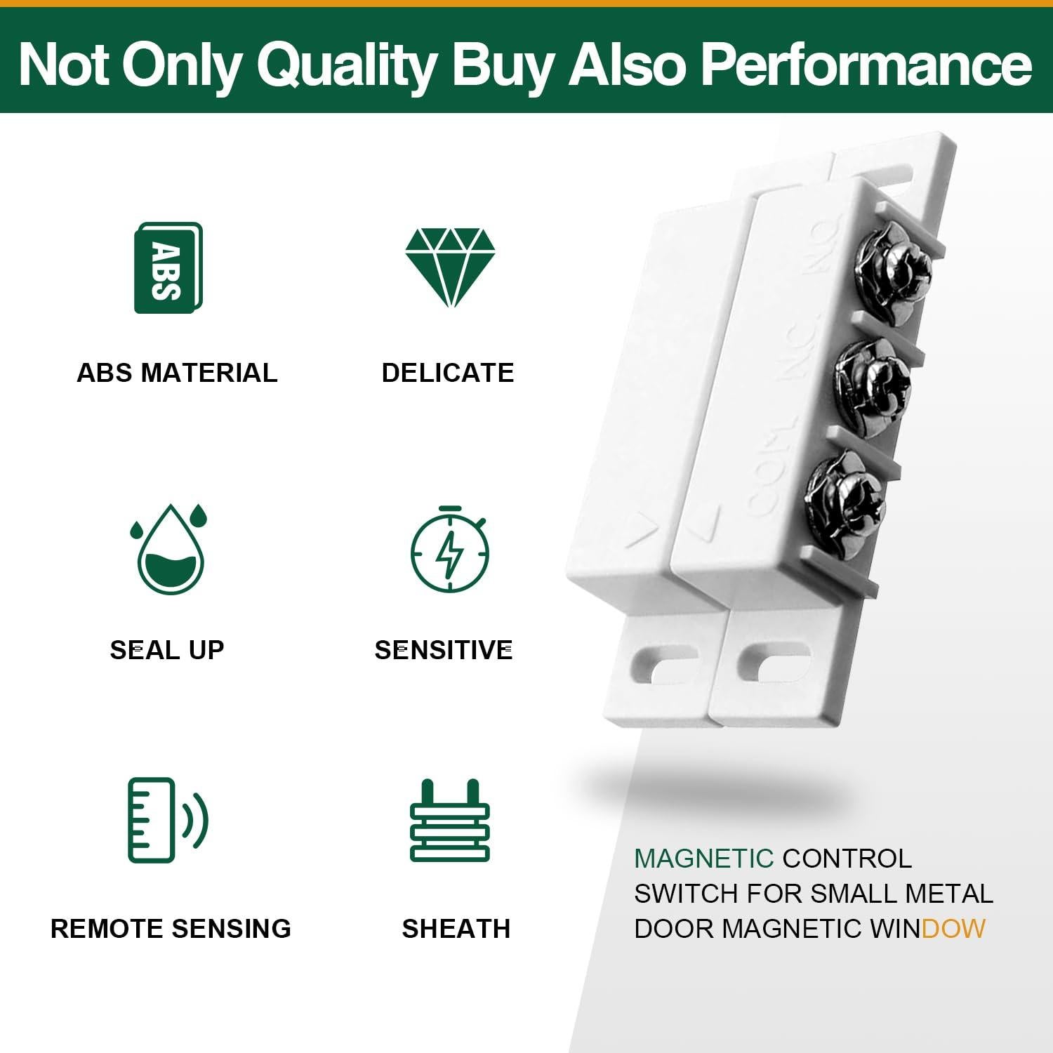 Kit de 2 Interruptores Magnéticos Reeds NO/NC Hippogo para Alarma