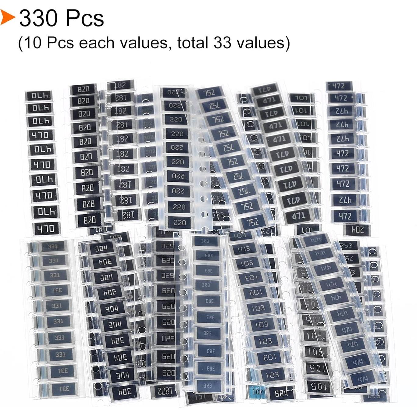 Kit de Resistores de Montaje Superficial PATIKIL 2512 - 330 Pcs 1R-1M Ohm 5% 1W