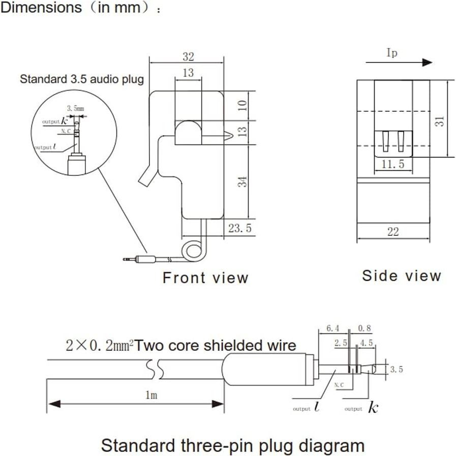 4 Pcs Transformador de Corriente No Invasivo SCT-013-000 100A