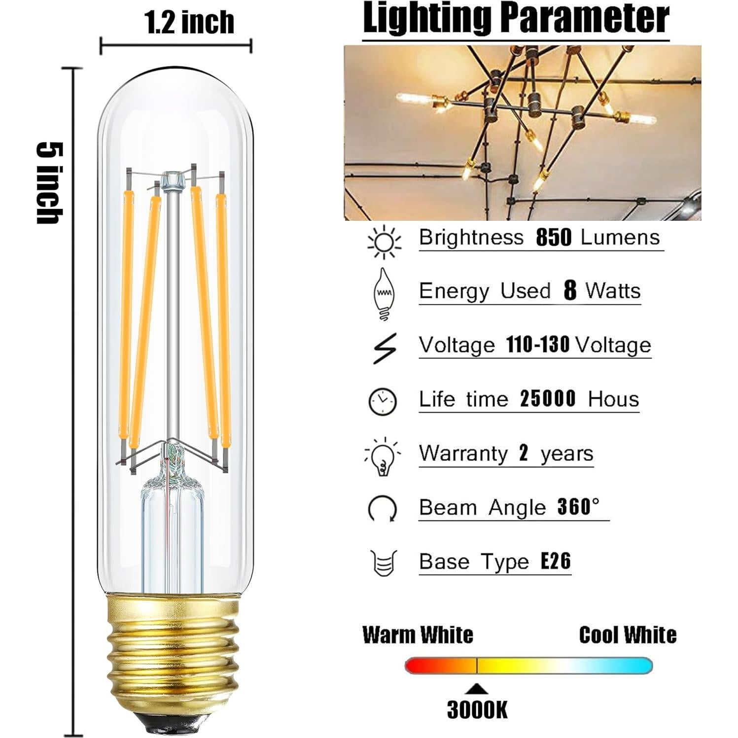 Bombilla LED E26 Regulable 8W 3000K Blanca Suave 6 Pack