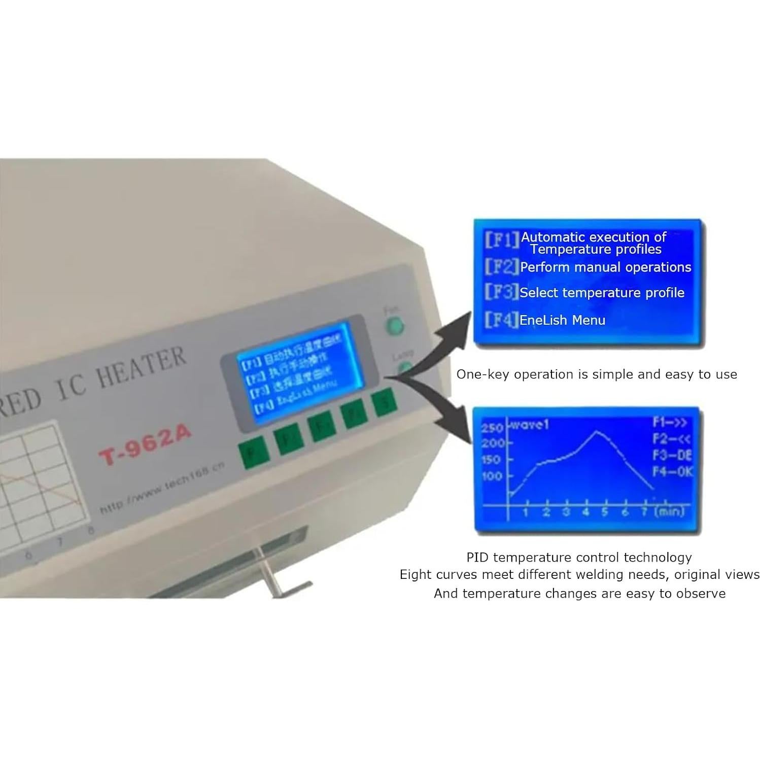 Horno de Reflujo T962A 1500W Infrarrojo 30x32 cm PCB