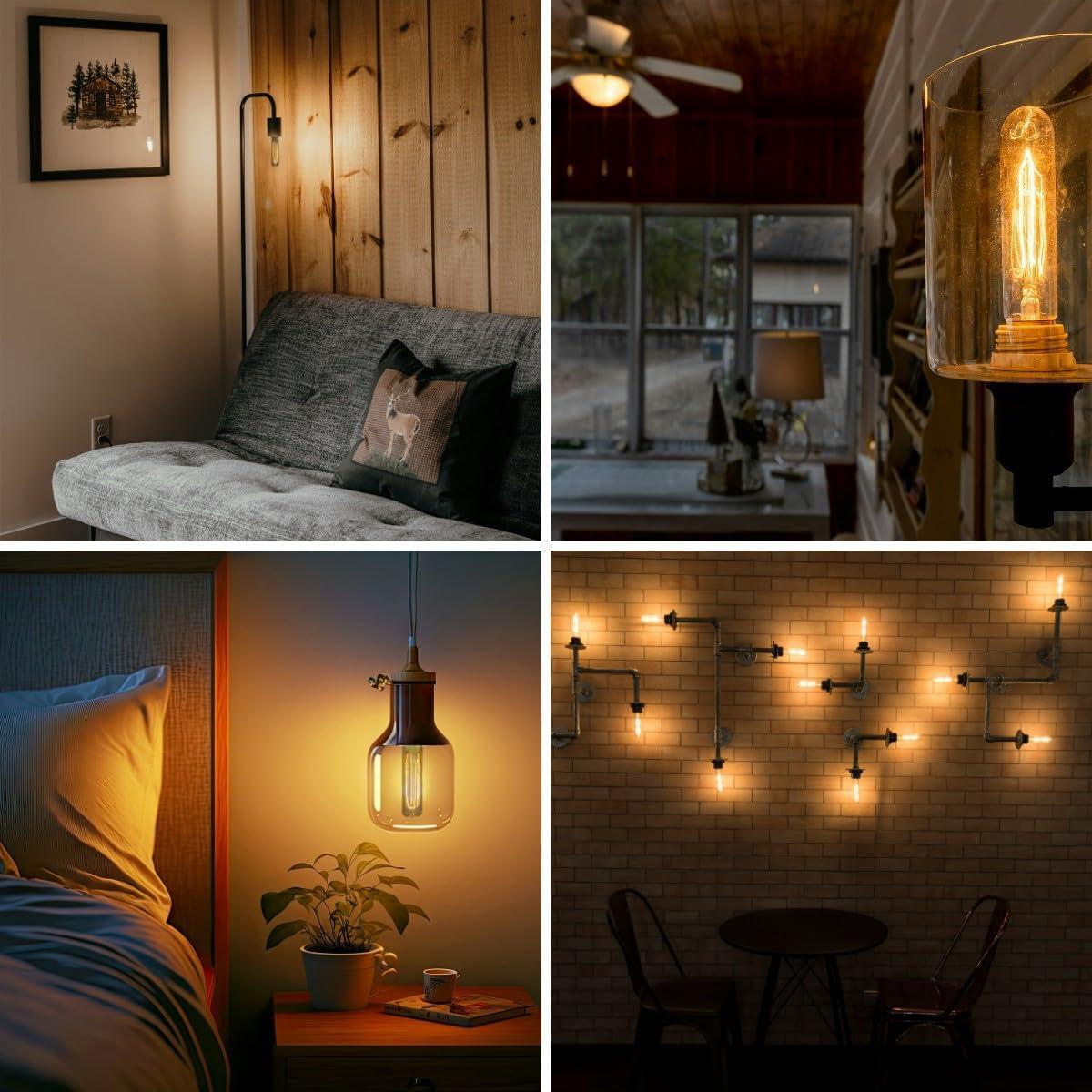 Paquete de 6 bombillas LED T10 Weyolin 4W cálido 2700K E26