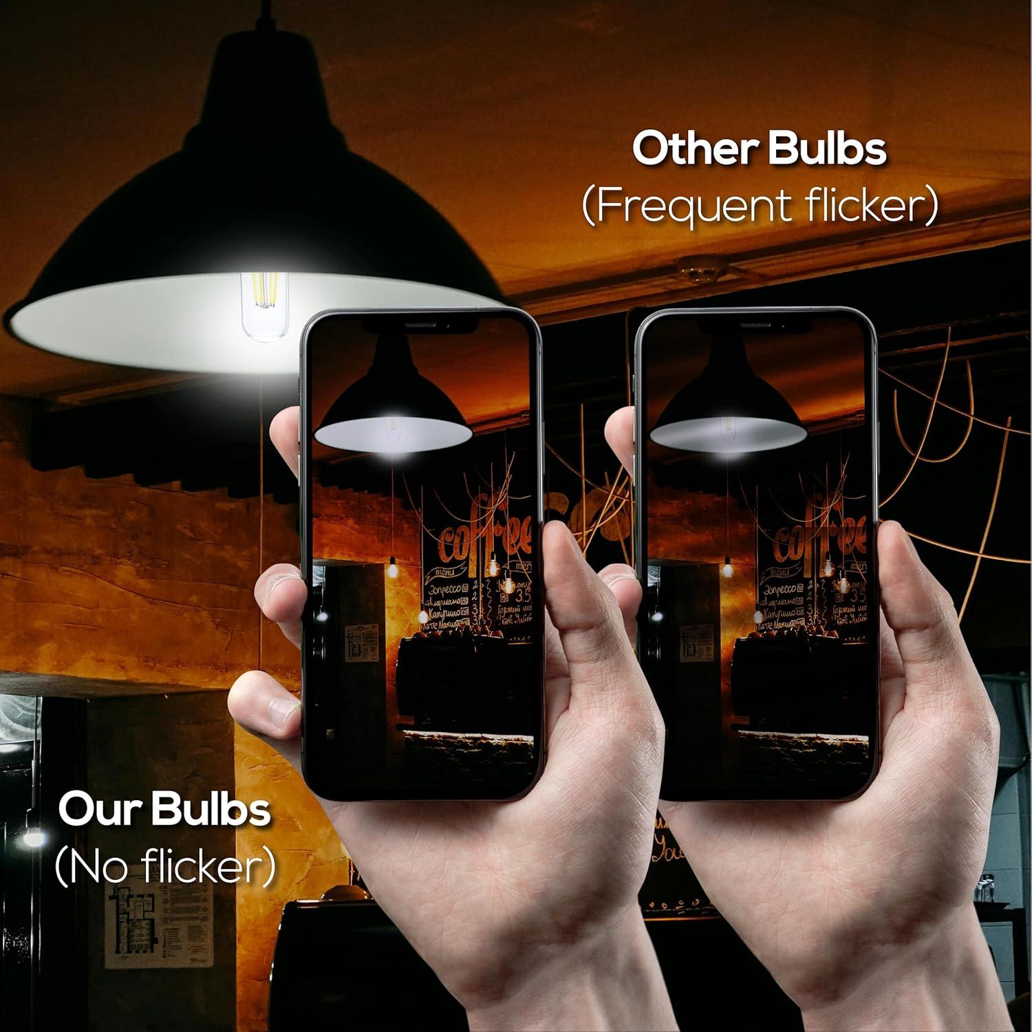 Paquete de 6 bombillas LED T10 Weyolin 4W cálido 2700K E26