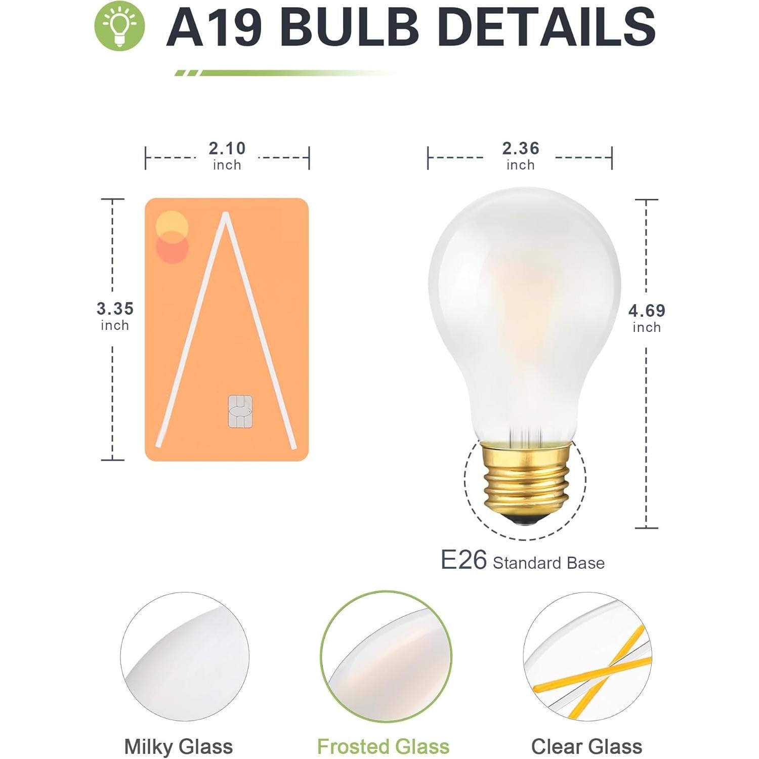 Bombilla LED A19 Regulable 2W 2700K E26 Opaca - Paquete de 4