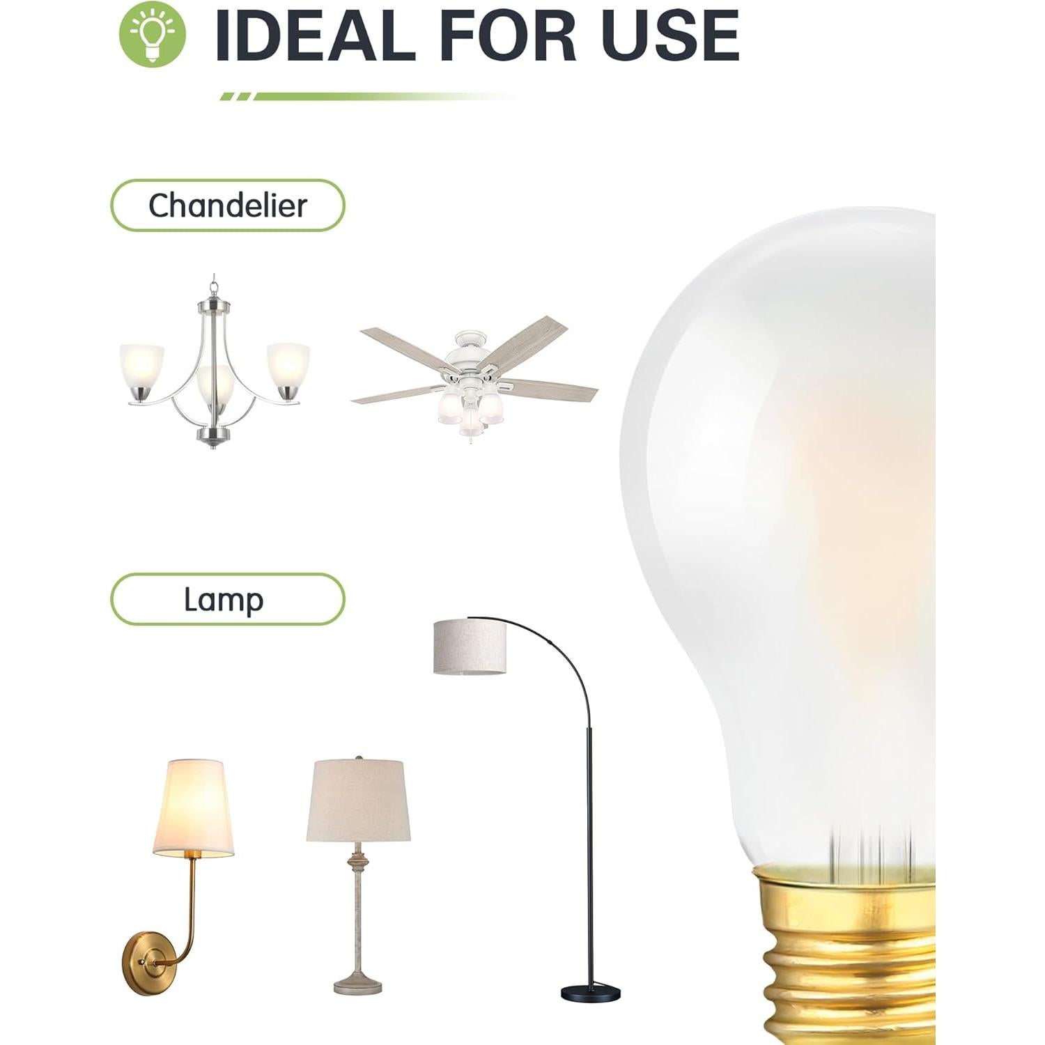 Bombilla LED A19 Regulable 2W 2700K E26 Opaca - Paquete de 4