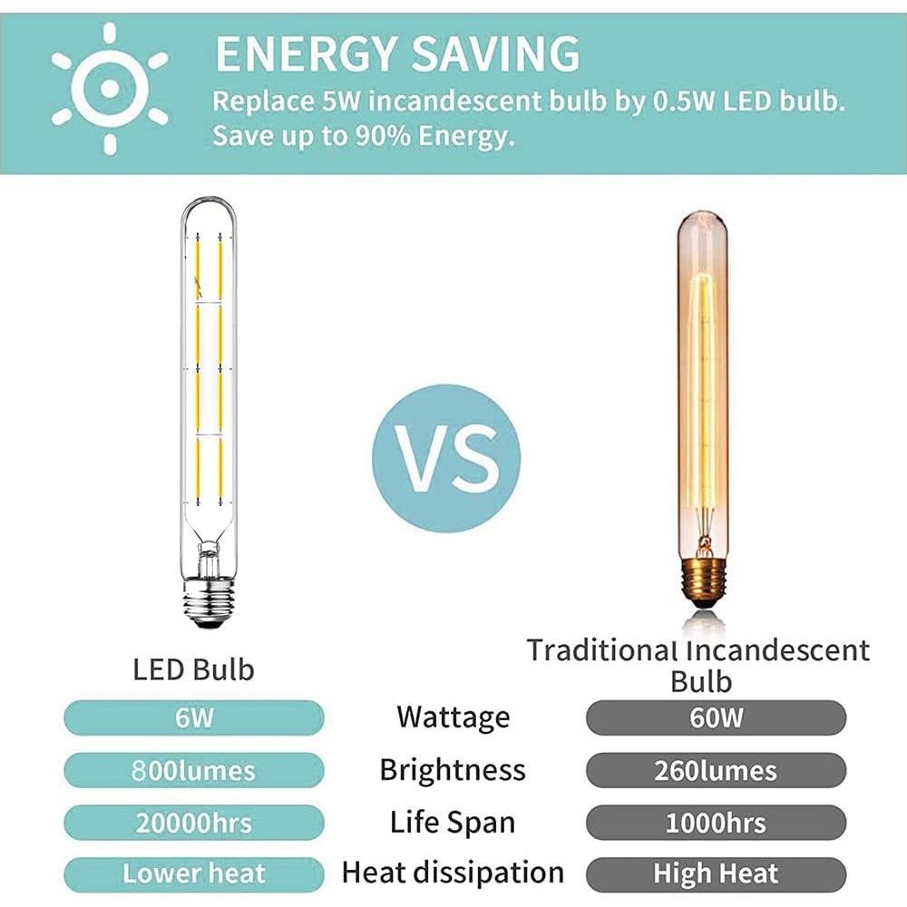 Bombilla LED Regulable Leools 8W E26 4000K 225mm Paquete de 4