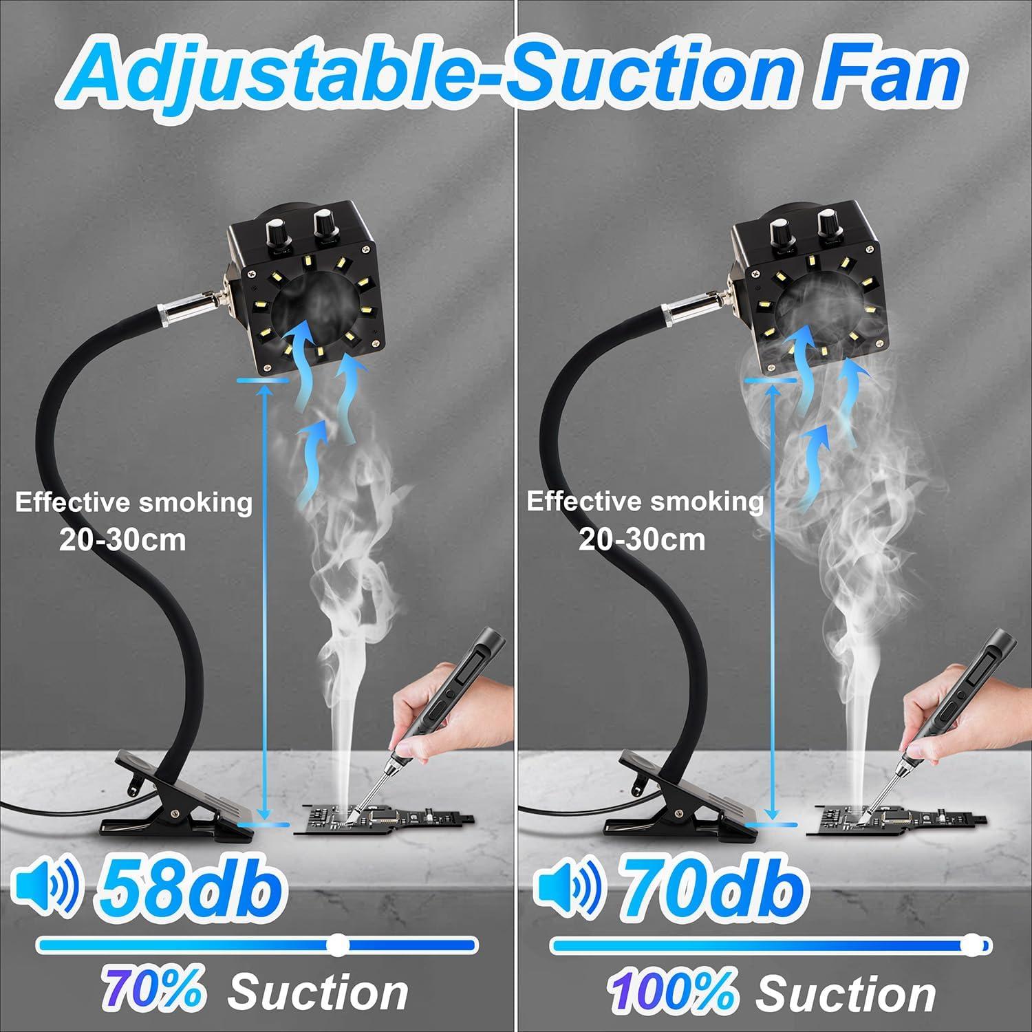 Extractor de humo de soldadura Treedix con luz LED y ventilador