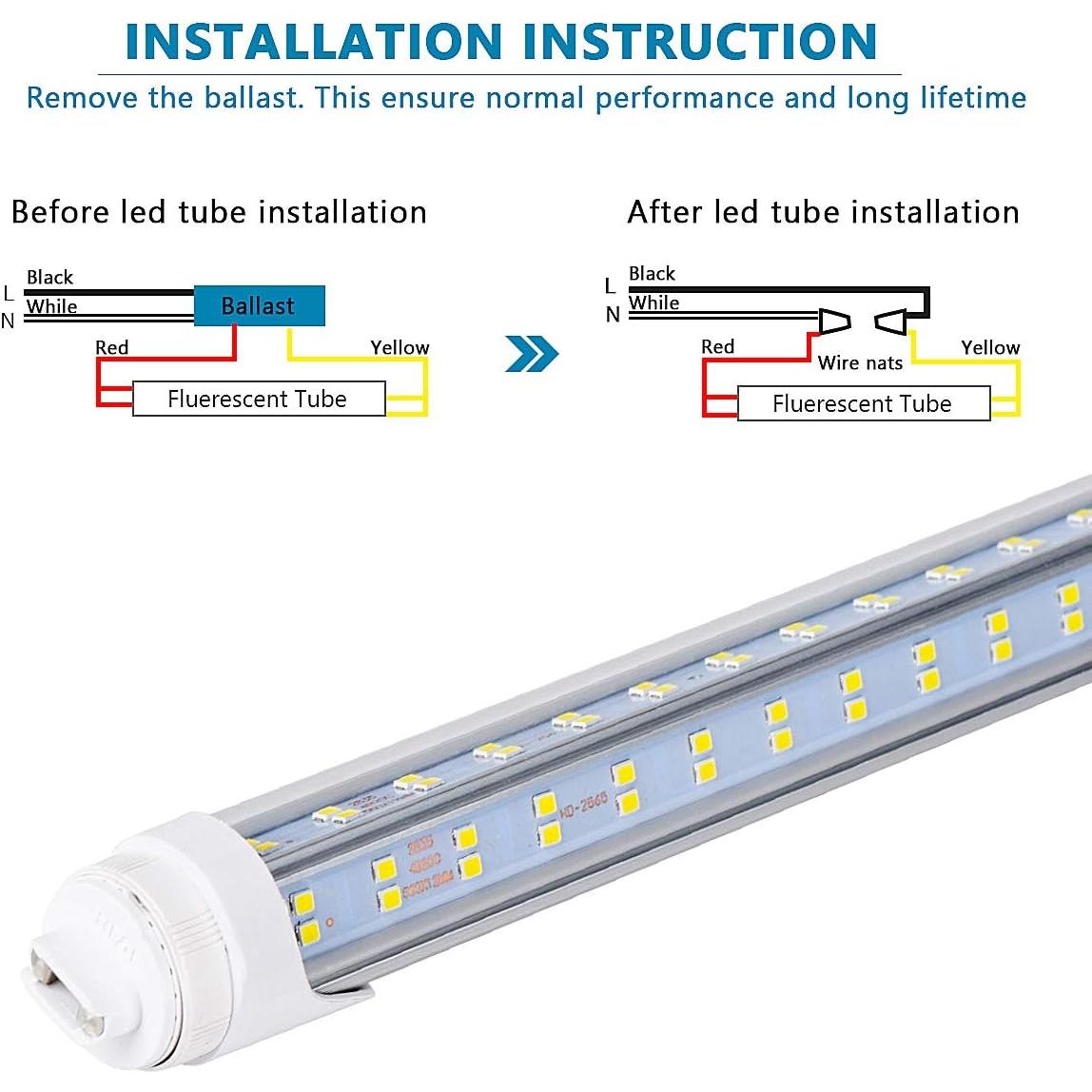 20 Pcs Bombillas LED T8 8ft R17D 144W 19000LM 6000K