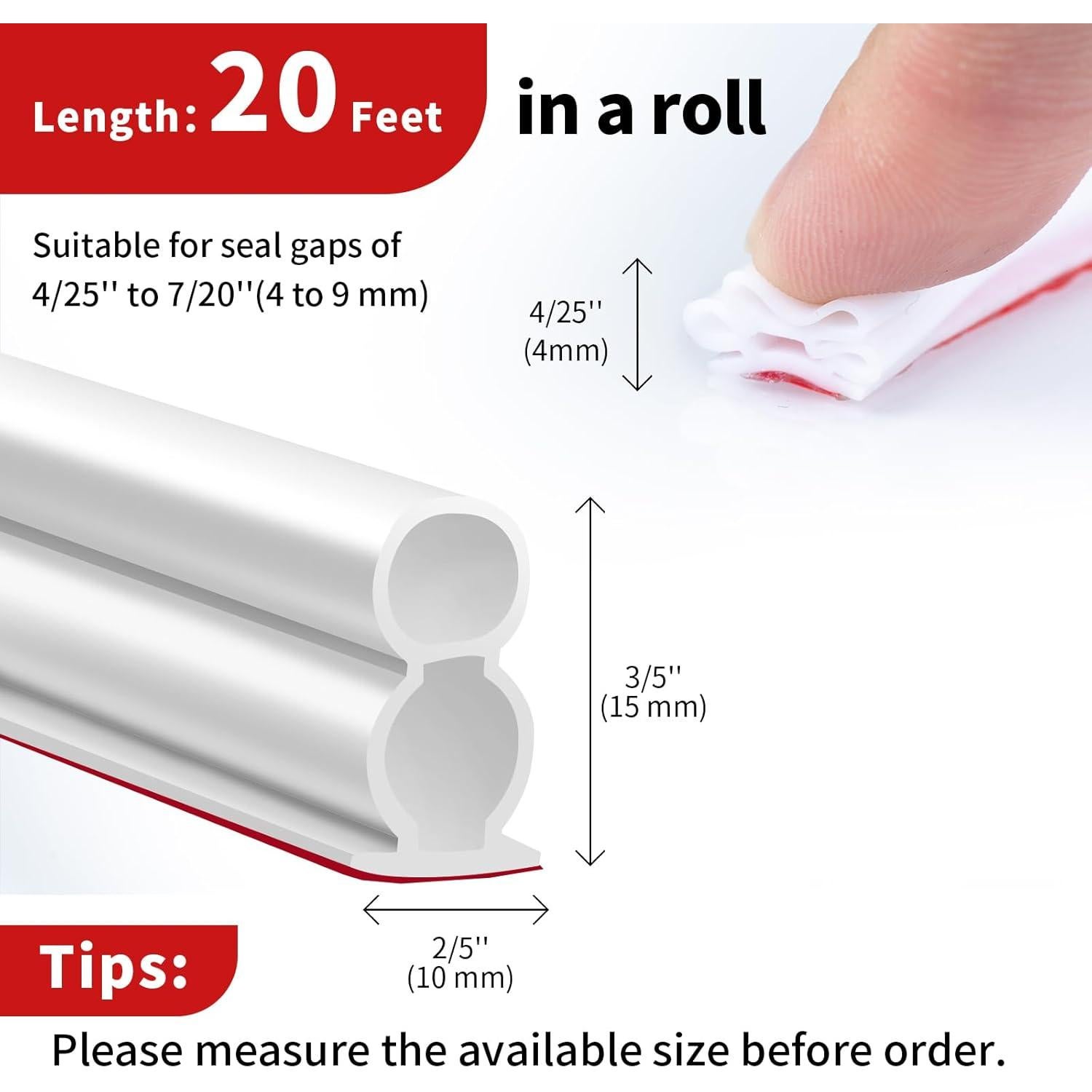 Tira de Sellado de Puerta de Goma Fingwerk 6.1m Blanca