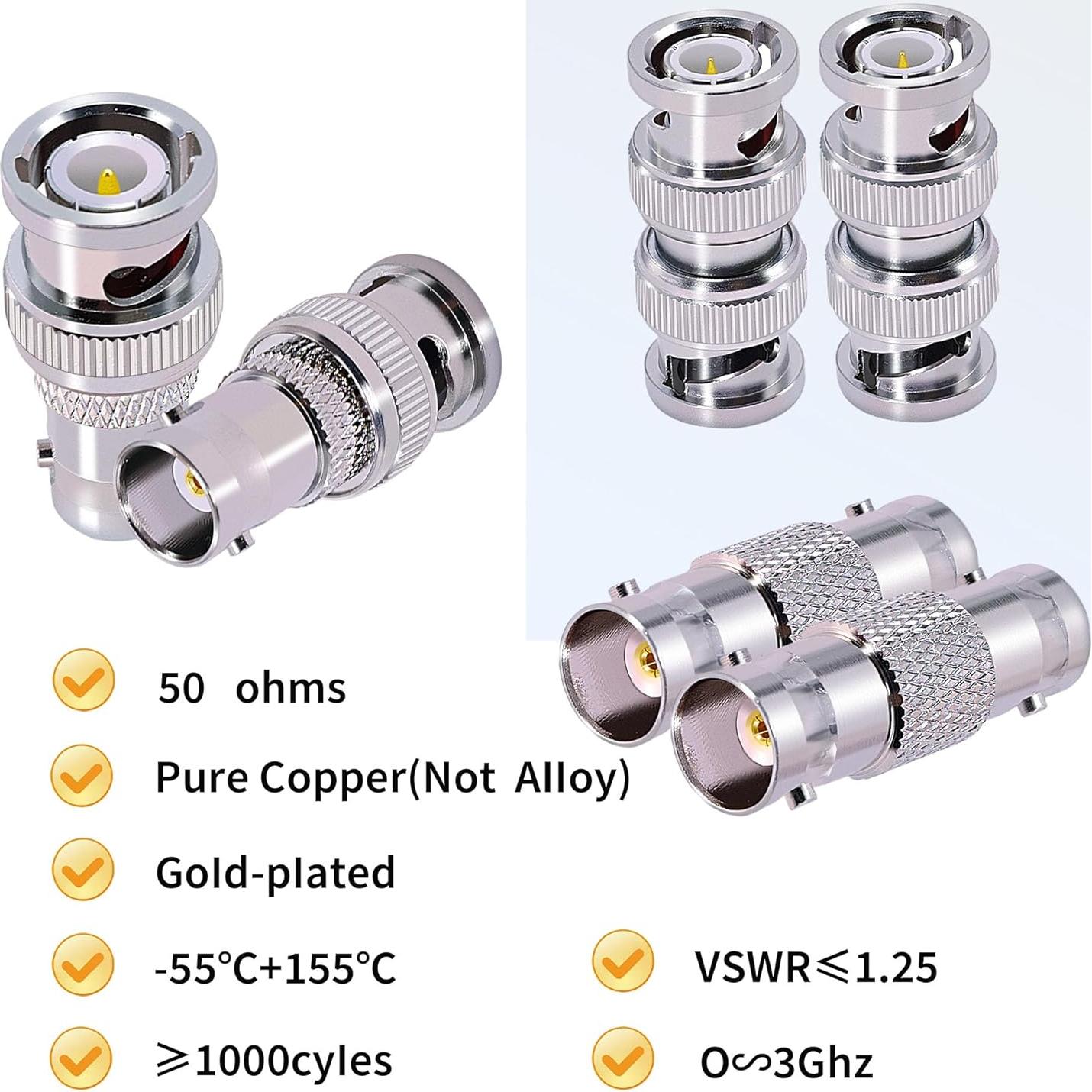 Kit 6 Adaptadores BNC Macho/Hembra CNARIO para CCTV