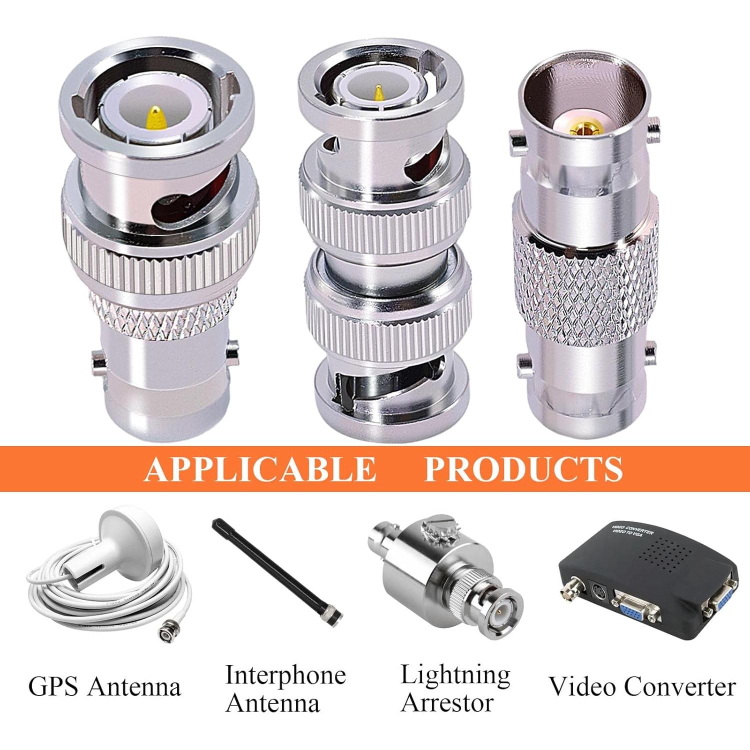 Kit 6 Adaptadores BNC Macho/Hembra CNARIO para CCTV