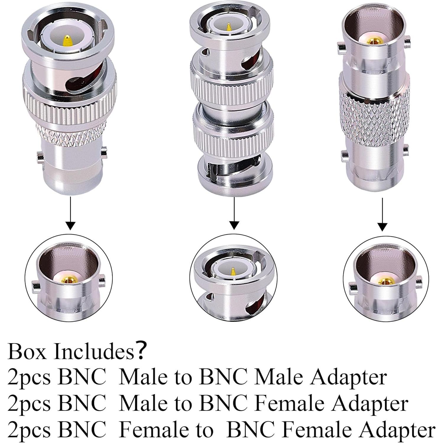 Kit 6 Adaptadores BNC Macho/Hembra CNARIO para CCTV