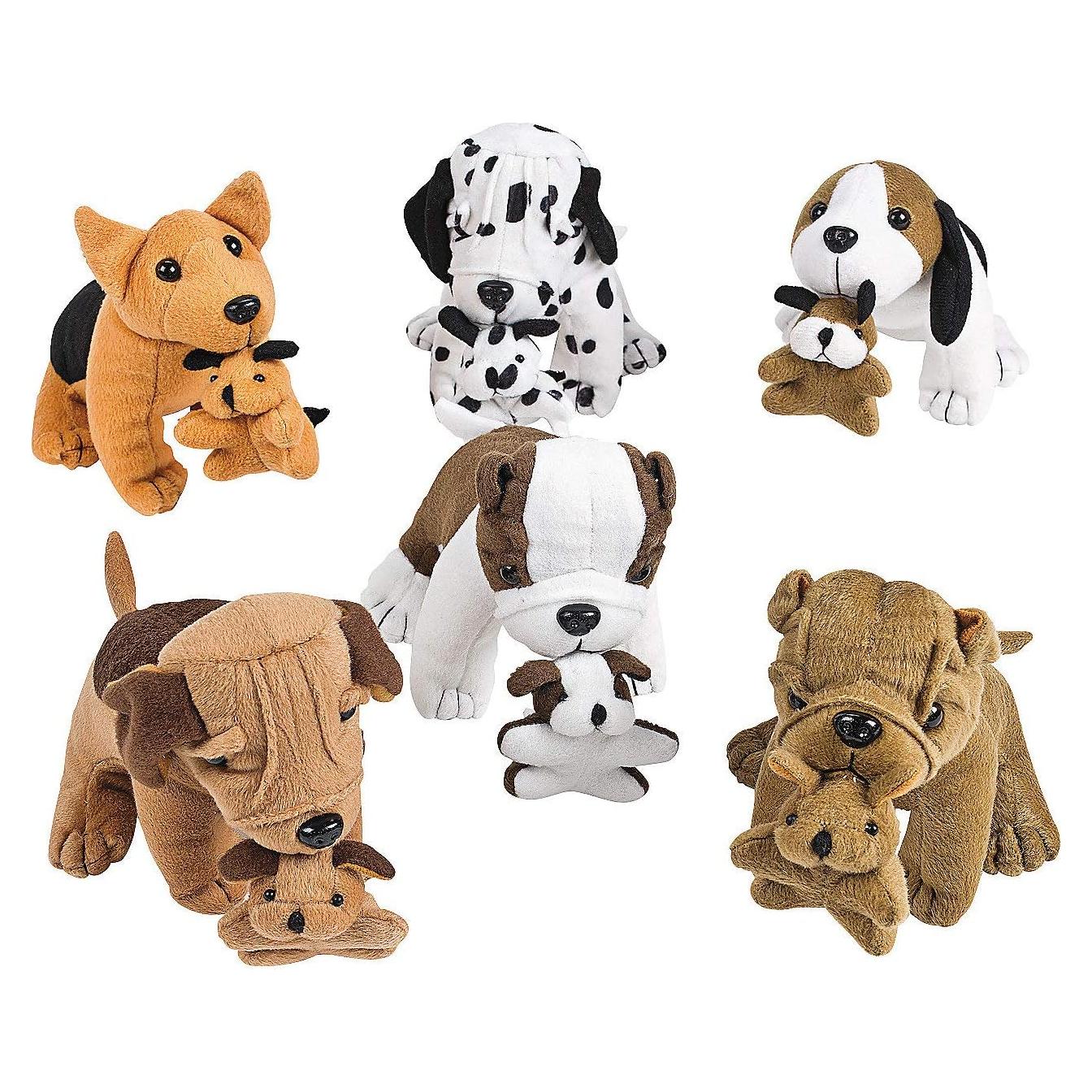 Perros de Peluche Sosteniendo Cachorros - Set de 12 - Suaves