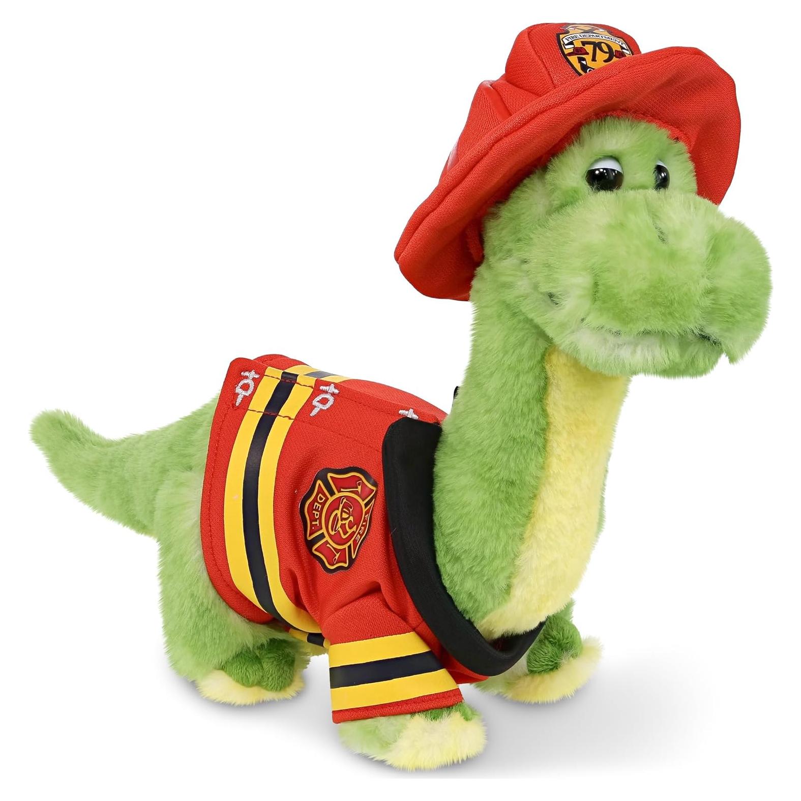 Dinosaurio Bombero Verde Peluche DolliBu 25.4 cm Personalizable