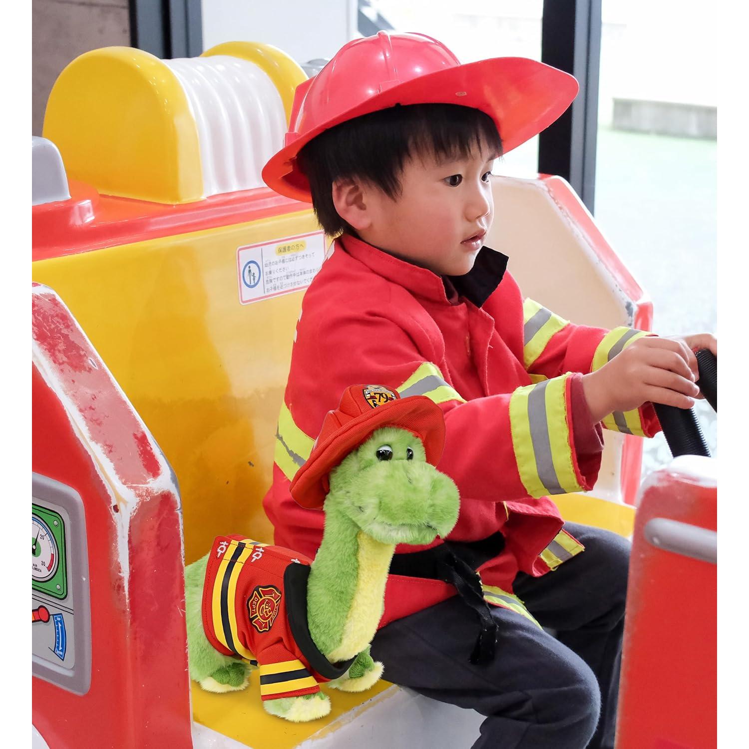 Dinosaurio Bombero Verde Peluche DolliBu 25.4 cm Personalizable