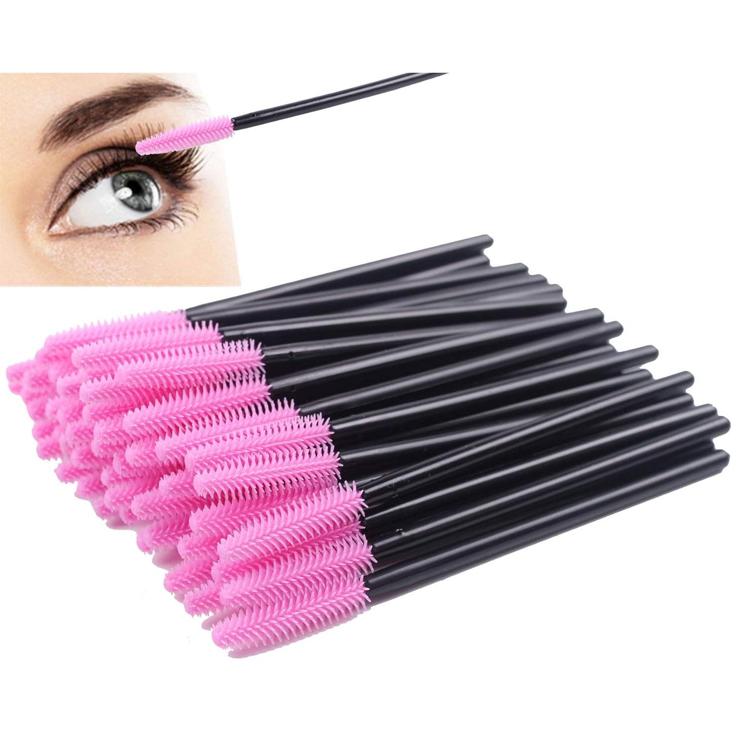BIHRTC 100 Cepillos Desechables de Pestañas Rosa 10,48 cm