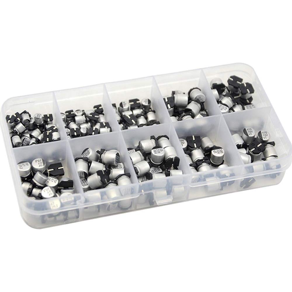 Kit de 200 Capacitores Electrolíticos SMD 1uF a 470uF XLX