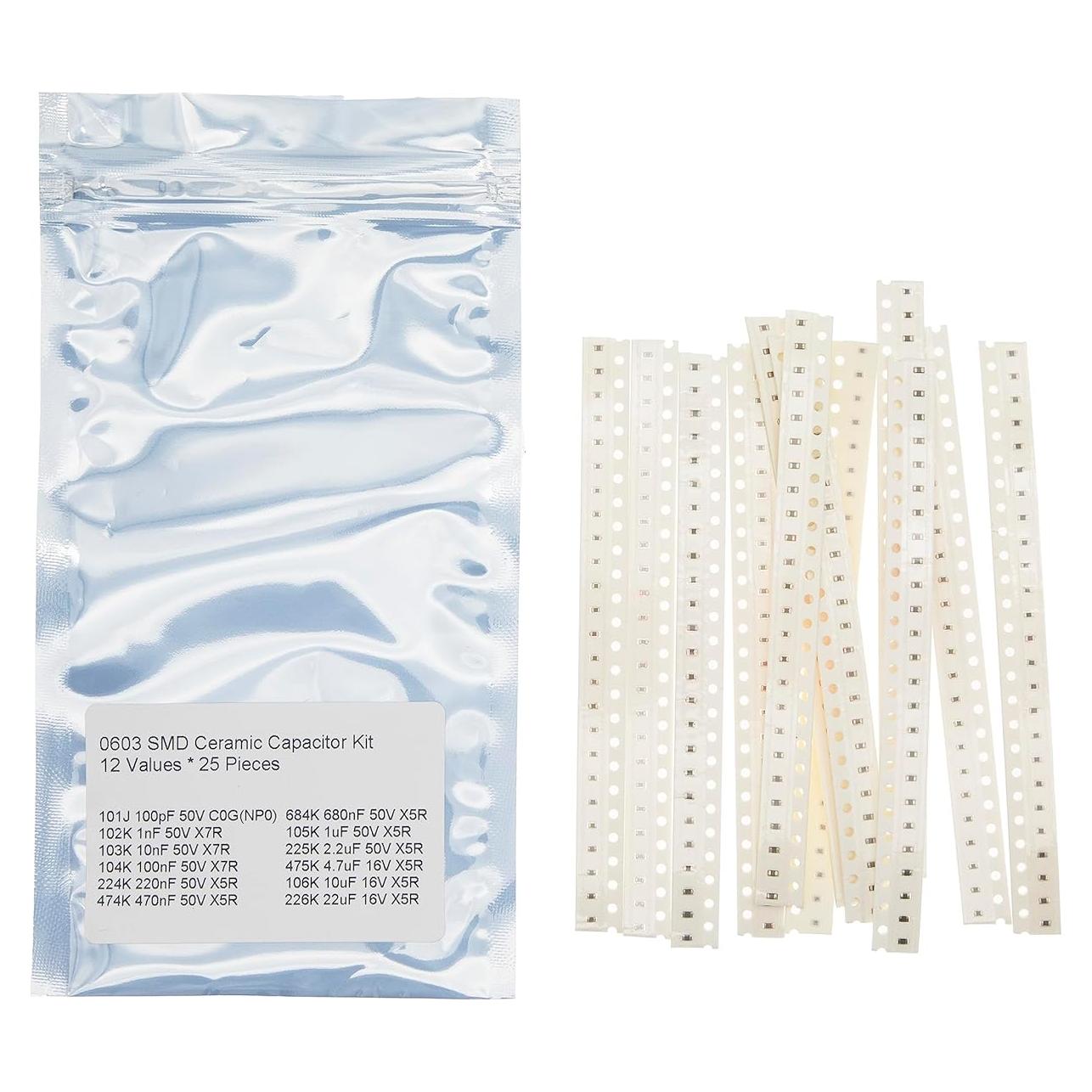 Kit de Capacitores Cerámicos SMD 0603 12 Valores 25 Piezas