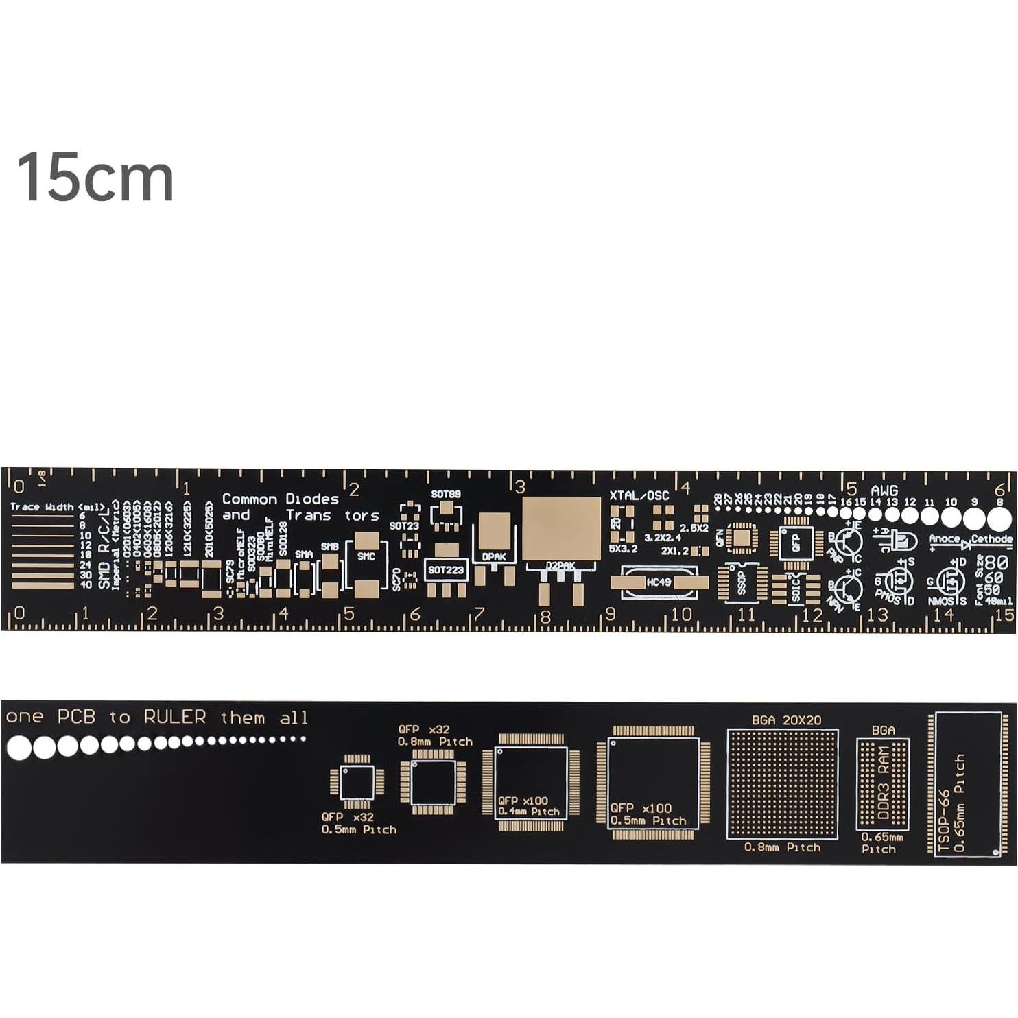 Regla Multifuncional de PCB 4PCS 15-30cm Smgda Fibra de Vidrio