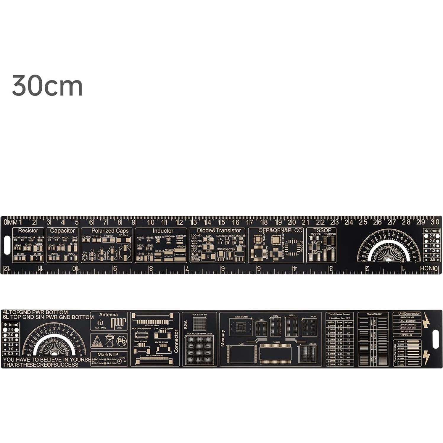 Regla Multifuncional de PCB 4PCS 15-30cm Smgda Fibra de Vidrio