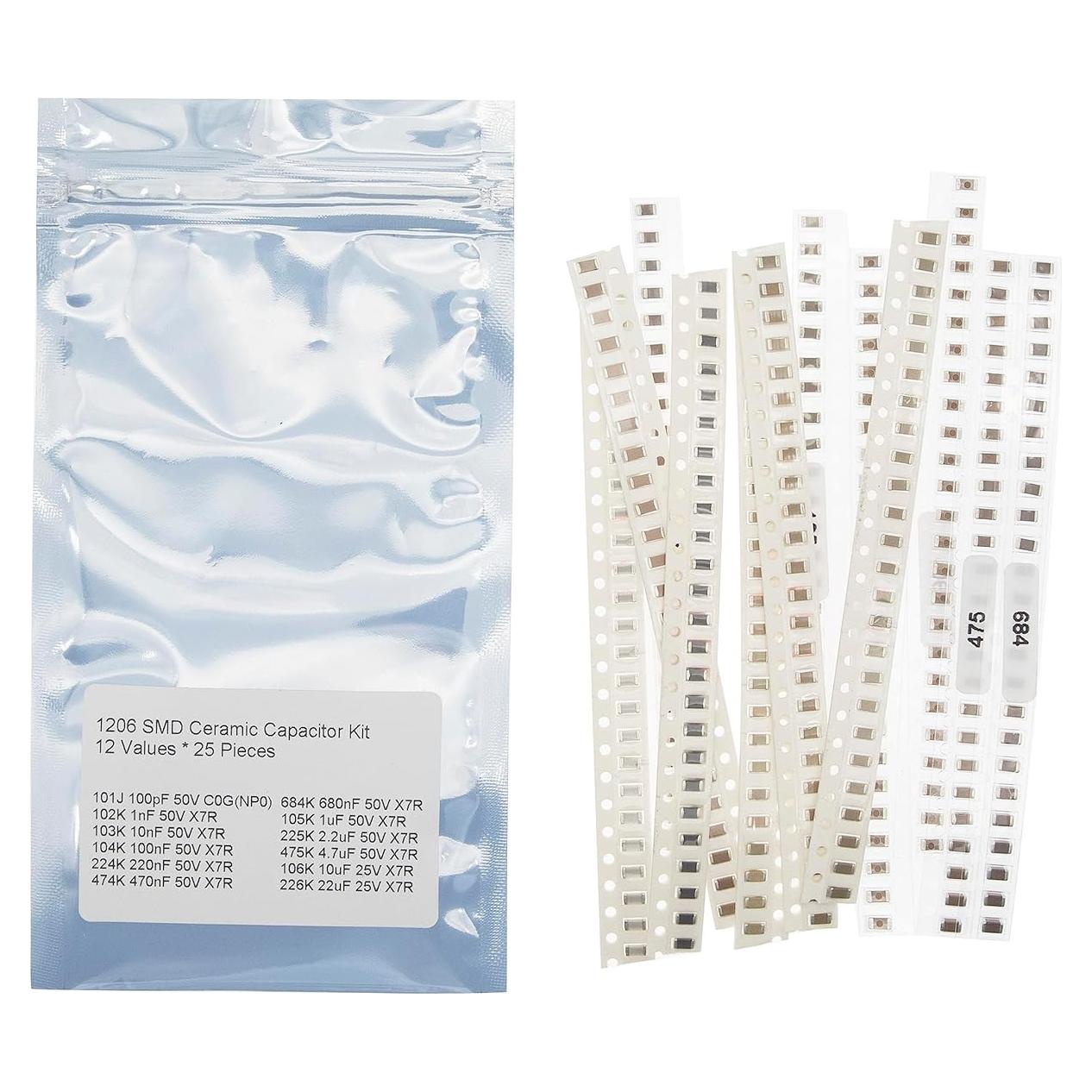 Kit de Capacitores Cerámicos SMD 1206 - 12 Valores 25 Piezas