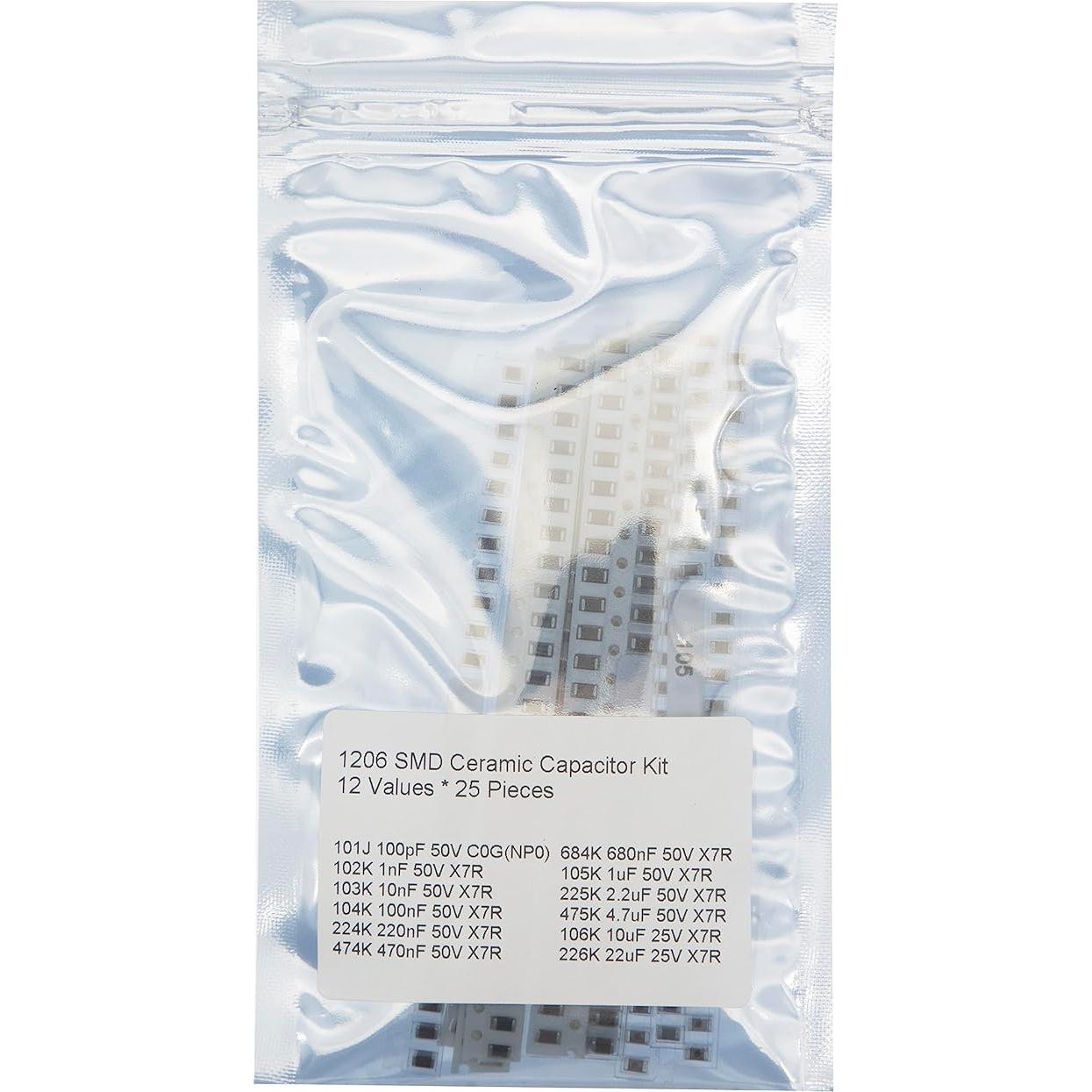 Kit de Capacitores Cerámicos SMD 1206 - 12 Valores 25 Piezas