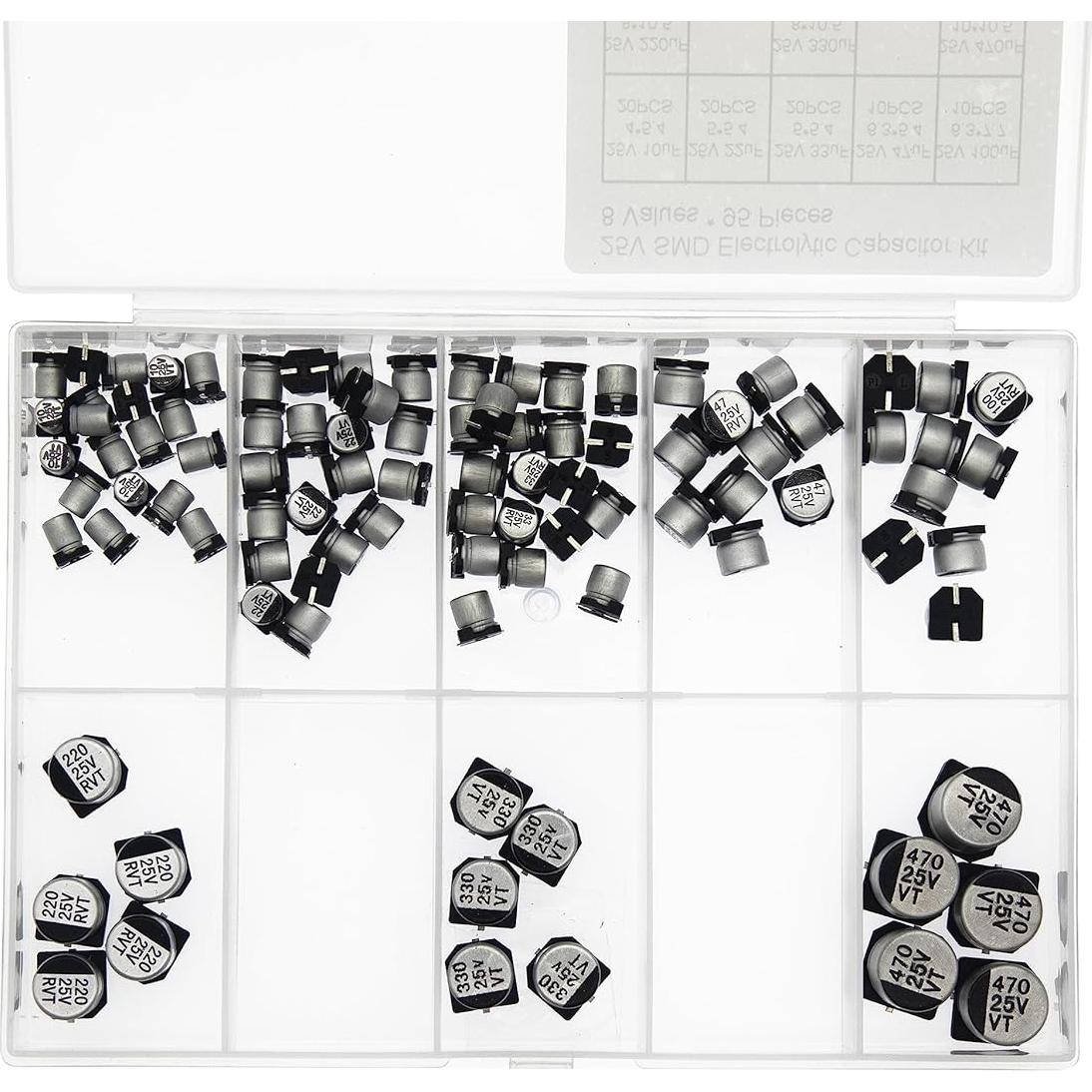 Kit de Capacitores Electrolíticos SMD HUABAN 25V 95 Piezas