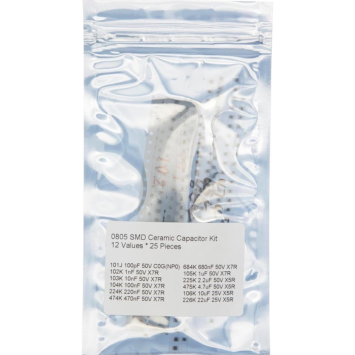 Kit de Capacitores Cerámicos SMD 0805 12 Valores 25 Piezas