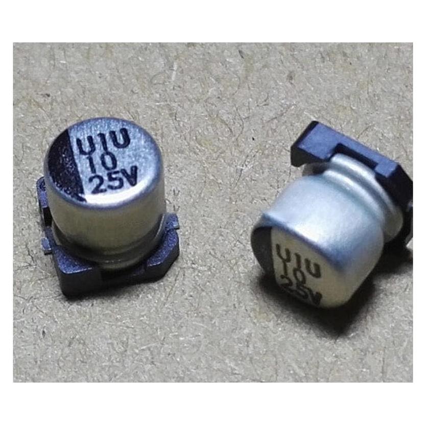 100 Capacitores Electrolíticos SMD 10uF 25V 5x5.4mm Genérico